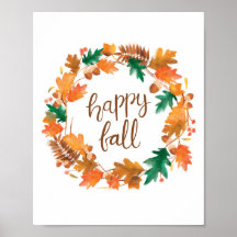 Poster de arte de la pared de otoño feliz