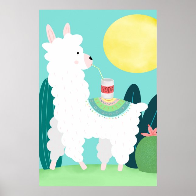Poster de arte de la pared de refrescos de Llama (Frente)
