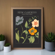 Poster de arte de la pared floral botánica negra