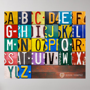 Poster de arte de la placa de matrícula Alphabet L