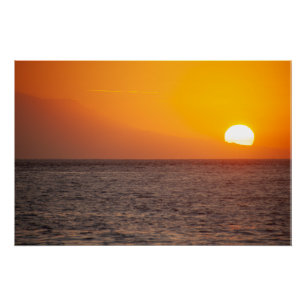 Póster de arte de la puesta de sol dorada de Nusa 