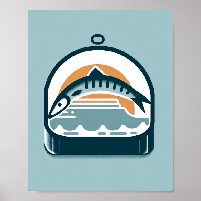 Póster de Arte de Lata de Sardina Silueta (Frente)