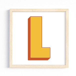 Póster de arte de letra, Monograma L, Inicial de t