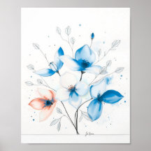 Póster de arte de línea abstracto minimalista flor