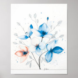 Póster de arte de línea abstracto minimalista flor