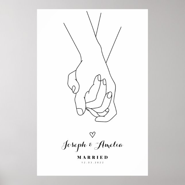 poster de arte de línea boda Manos de amor (Frente)