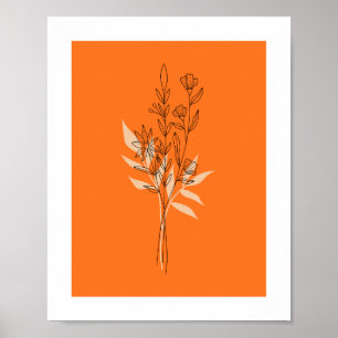 Póster de arte de línea botánica de terracota mode