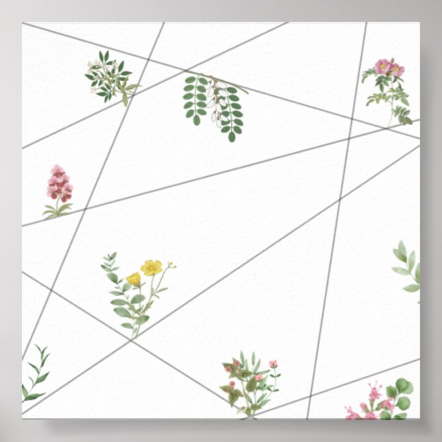 “Póster de Arte de Línea Botánica Mínima – Natural (Frente)