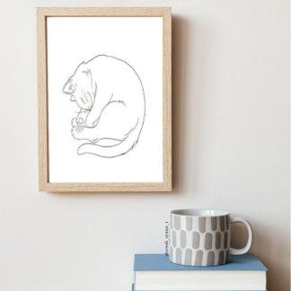 Poster de arte de línea de gato