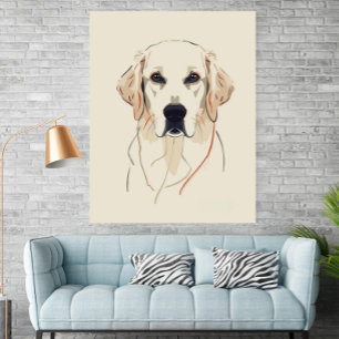 Póster de arte de línea de Golden Retriever minima