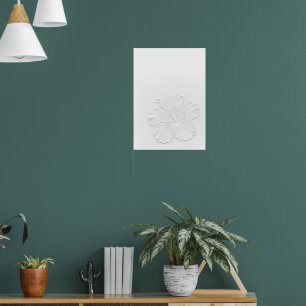 Póster de arte de línea de Hibisco Blanco