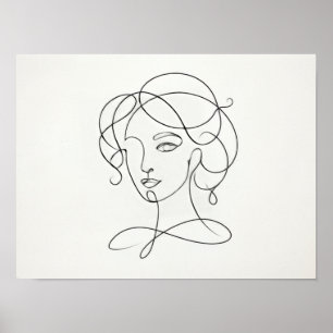 Póster de arte de línea de mujer minimalista