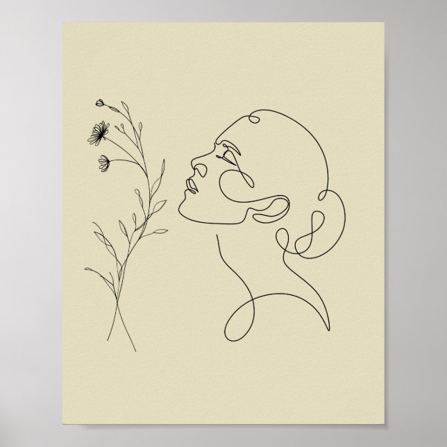 Póster de arte de línea de rostro abstracto minima (Frente)