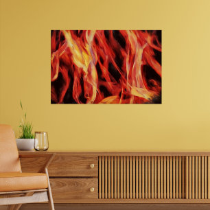 Póster de arte de llama abstracta de fuego calient