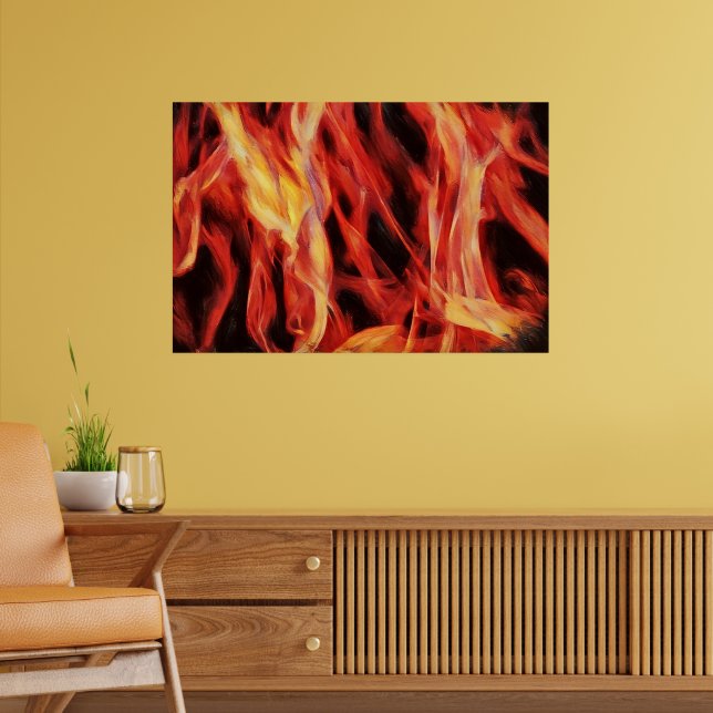 Póster de arte de llama abstracta de fuego calient (Salón 2)