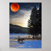 Poster de Arte de Lobo Ártico, Nieve y Lago Silves