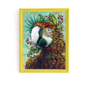 Póster de Arte de Loro Floral Tropical Lindo