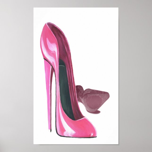 Poster de arte de los zapatos de Stiletto rosa (Frente)