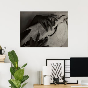 Póster de arte de manos y cráneo de caballo de Geo