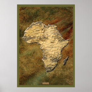 poster de arte de Mapa de África de 3D