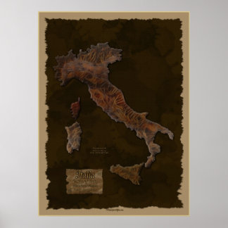 POSTER de arte de mapas texturizados de ITALIANIA