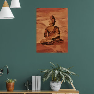 Póster de arte de meditación de Buda dorado Ze e