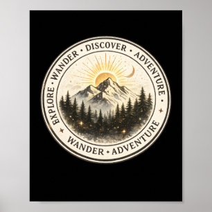 Póster de arte de montaña Explora Vagabundea Descu