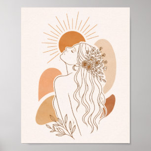 Póster de arte de mujer boho minimalista