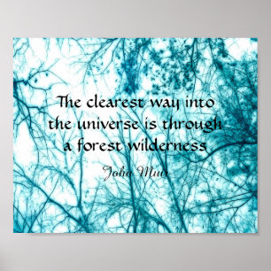 poster de arte de naturaleza azul con cita Muir wi