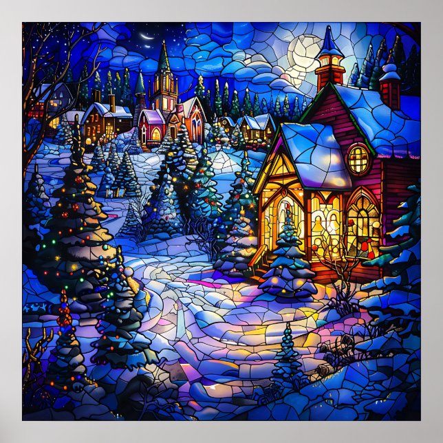 Poster de arte de Navidades de vidrio contenido (Frente)