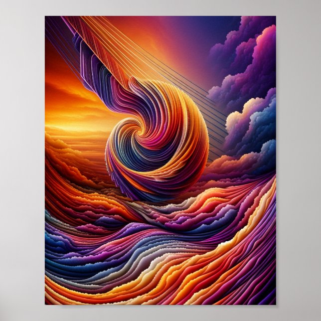 Póster de arte de nubes al atardecer (Frente)
