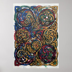 Póster de arte de nudos celtas coloridos