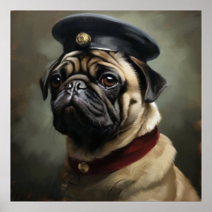 Póster de arte de oficial regio Pug personalizado