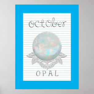 Póster de arte de opalo de nacimiento de octubre