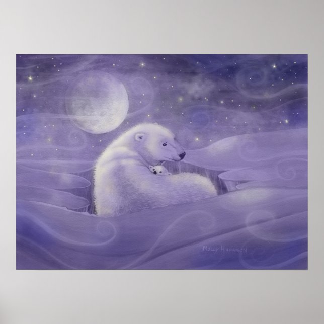 Póster de arte de oso polar de invierno suave (Frente)