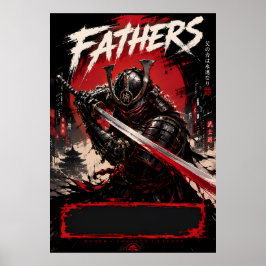 Póster de arte de padres samuráis cibernéticos