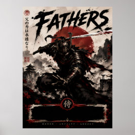 Póster de arte de padres samuráis oscuros