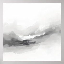 Póster de arte de paisaje brumoso abstracto | Gris