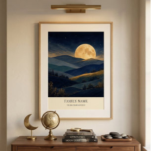 Póster de arte de paisaje de luna personalizado