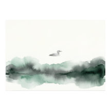 Póster de arte de paisaje de pájaro acuarela brumo
