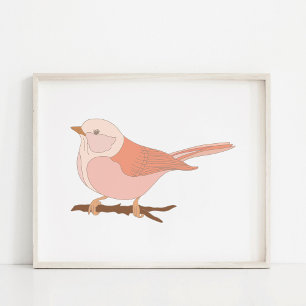 Póster de Arte de Pájaro Encantador Dibujado a Man
