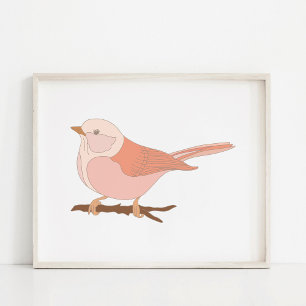 Póster de Arte de Pájaros Encantadores Dibujados a