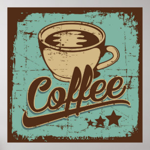 poster de arte de palabras de café retro