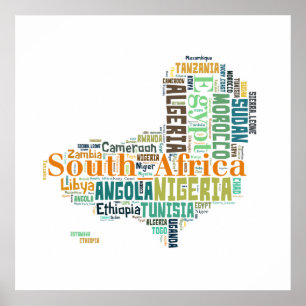 Poster de arte de palabras de ciudades de África
