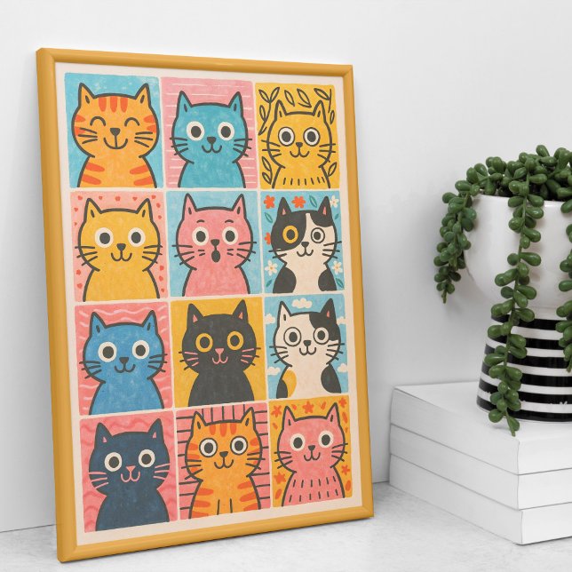 Póster de Arte de Panel Colage de Gatos Adorables (Subido por el creador)