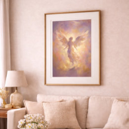 Póster de Arte de Pared Angelical Etéreo Dorado Es