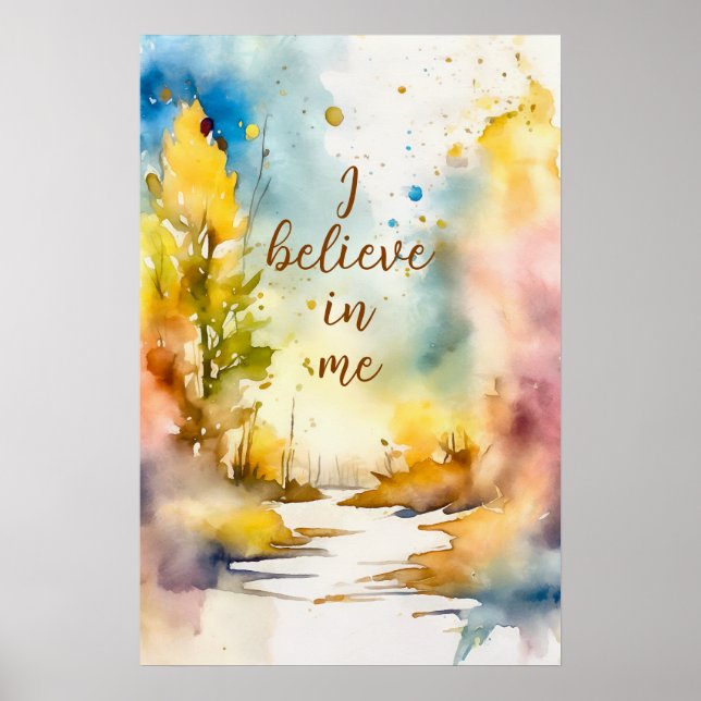Poster de arte de pared de acuarela Motivacional 1 (Frente)