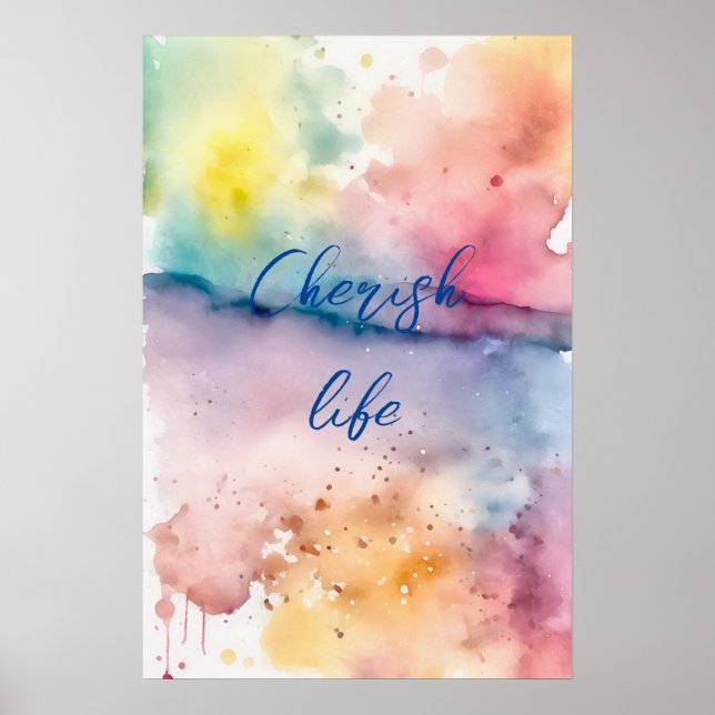 Poster de arte de pared de acuarela Motivacional 2 (Frente)