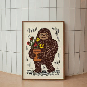 Póster de Arte de Pared de Bigfoot con Flores Lind