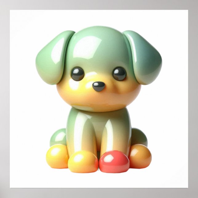 Póster de Arte de Pared de Cachorro Lindo y Brilla (Frente)